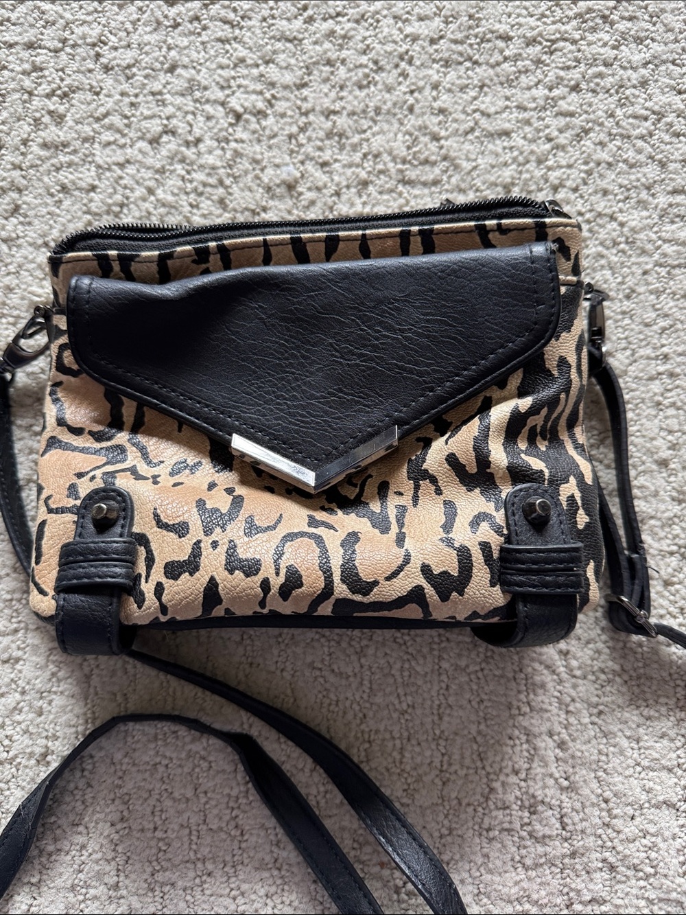 Jessica Simpson Tan and Black Leopard Crossbody Bag